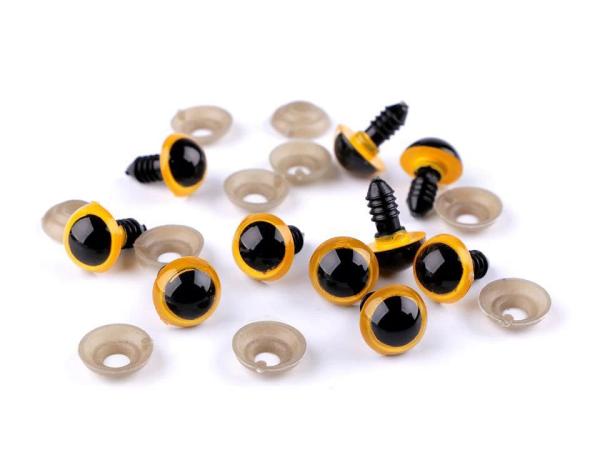 Augen Schwarz/Gelb mit Sicherung Ø 14 mm (2 Stück)